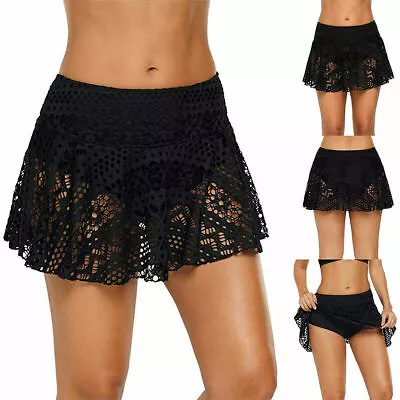 Black Or White Womens Short Swimskirt Lace Skirted Bikini Bottoms Beach Pool  • £9.95