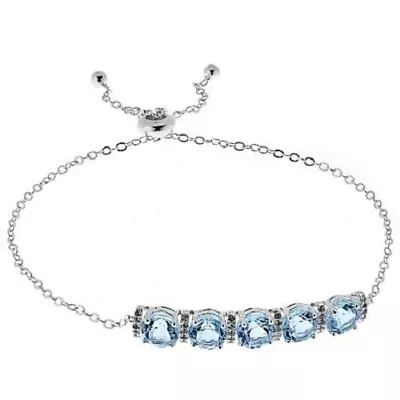 HSN Sevilla Sterling Silver  Shades Of Blue  Gemstone Blue Topaz Bolo Bracelet • $18