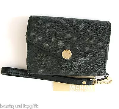 Michael Kors Electronics Black Mk Logo Pvc Iphone/ipod Wristletwallet-new • $93.49