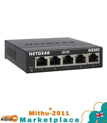 NETGEAR 5 Port Gigabit Ethernet Network Switch Hub LAN Network Internet Splitt • £17.99