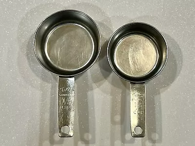 Vintage Foley Stainless Steel Measuring Cup - Set Of Two: 1/3 Cup And 1/4 Cup • $6