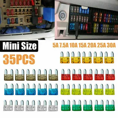 $4.91 • Buy 35PCS Car Auto Mini Micro Blade Fuse 5 7.5 10 15 20 25 30Amp Accessories Kits