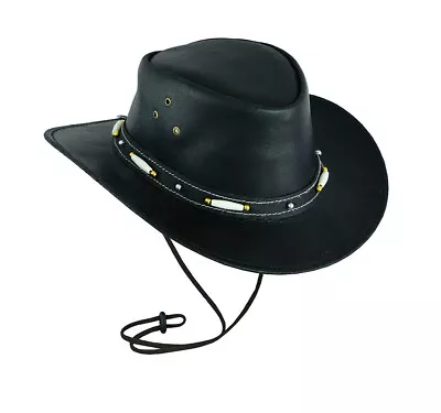 Australian Style Black Classic Western Style Cowboy Leather Hat • $36.99