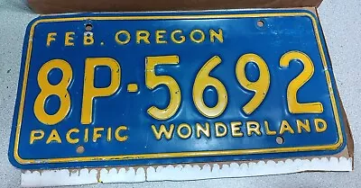 Oregon 1960's 70s PACIFIC WONDERLAND License Plate # 8P-5692 • $69