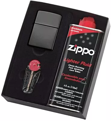 Zippo Black Ice Lighter Gift Box With Fluids + Flints • $99