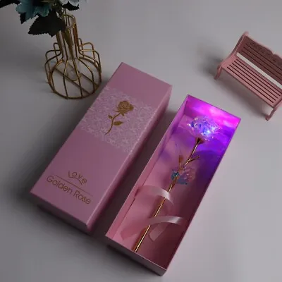 $8.68 • Buy Crystal Gold Rose Valentine's Day Everlasting Gift Floral LED Lighting Up W/Base