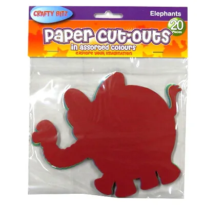 Children's Coloured Card Paper Shapes - 20 Pack 4 Designs Birds Elephants.... • £2.95