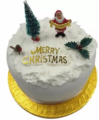 5 Piece SET Merry Christmas Cake Decorations Yule Log Cupcake Toppers  • £3.69