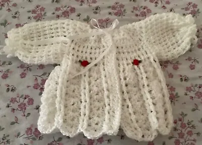 Handcrocheted Matinee Jacket Size Newborn 14in Chest • £6.50