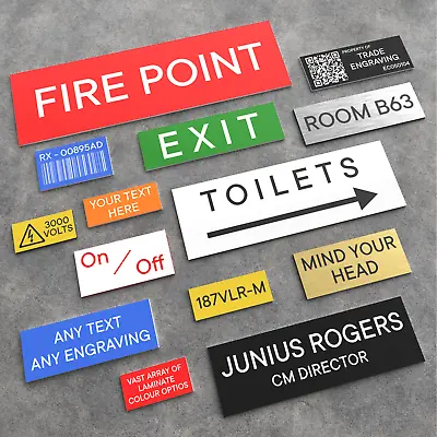 £3.90 • Buy Engraved Labels Custom Etched Industrial Sign Plaques Any Shape, Size And Colour