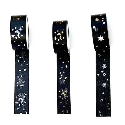 Gold And Silver Moon And Stars Metallic Washi Tape 1.5cm X 5m Galaxy Journal • £3.49