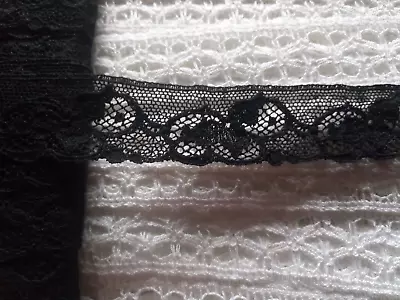 Cluny Cotton Lace Edging Black Dolls Crafting Dress Gothic Goth Trim Lingerie • £0.99