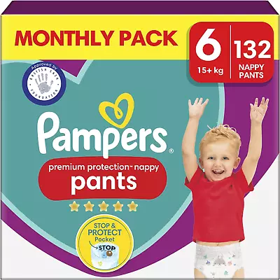 Pampers Baby Premium Protection Nappy Pants Size 6 (15Kg Plus) 132 Nappies MON • £85.79