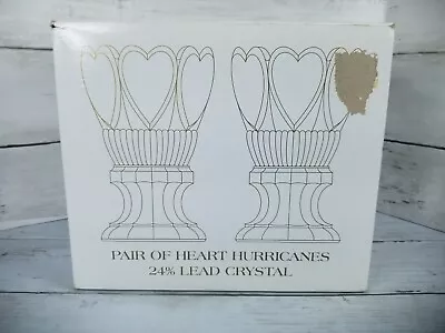 Shannon Crystal By Godinger Hearts Hurricane Pair 7.5  MINT NEW IN BOX • $40