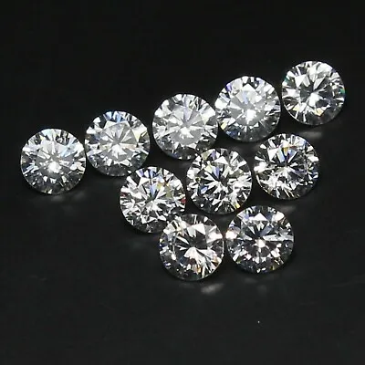 Lab-Created 4.00 Mm Round Brilliant 10 Pcs Lot DE Color VVS1 White Loose Diamond • £61.01