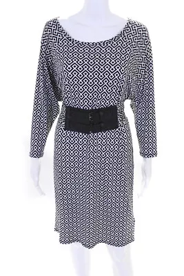 Michael Michael Kors Womens Printed Jersey Knit Belted Shift Dress Black Size S • $2.99