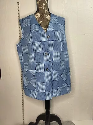 Vintage Homemade Blue Checkered Smock W/ Pockets XL • $15