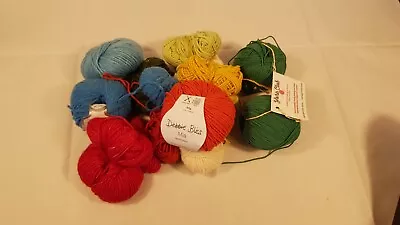 Bulk Yarn 8ply Dk Mixed Debbie Bliss Mia - Wool Cotton Acrylics Red Green Cream • $25