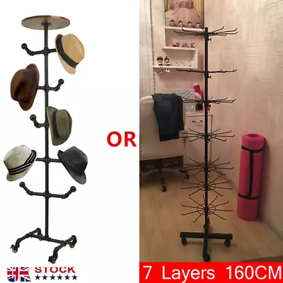 7-Tier Rotating Shop Display Rack Cap Jewelry Holder/10-Hook Hat Display Rack • £50.99