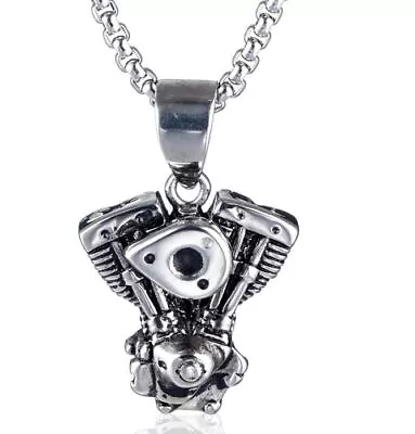 New Mens Motorcycle Engine Necklace Biker Pendant Heavy Stainless Steel Punk • $9.68