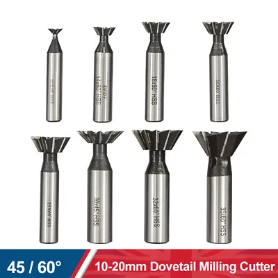 £9.59 • Buy 45/55/60 Degree HSS Dovetail Slot Milling Cutter Straight Shank End Mill Bits 