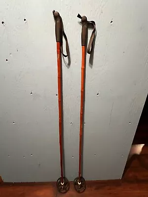 VINTAGE OLD  Set Of Bamboo Snow Ski Poles Measuring 54  Long • $29.92