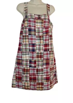 2008 J.Crew Womens Overall Mini Dress Multicolor Madra Plaid Patchwork Cotton 6 • $19.99