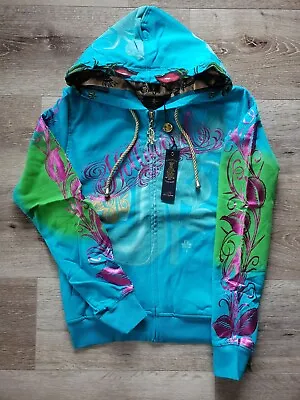 Christian Audigier & Ed Hardy Women Vintage Hoodie High Heel Blue • $99.99