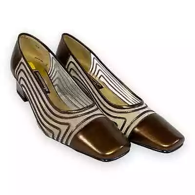 NWT Vintage J. Renee Metallic Bronze Mesh Chunky Heels Size 8 • $27.99