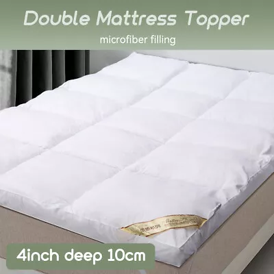 4” Mattress Topper Big Double 10cm Thick White 137 X 190cm Memory Foam Mattress • £26.09