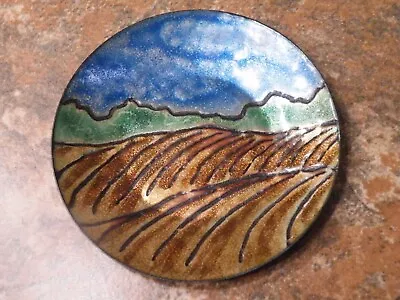 Vintage ENAMEL On COPPER Art PLATE 6  Handcrafted AMY JEAN NICHOLS Nature Scene • $26.79