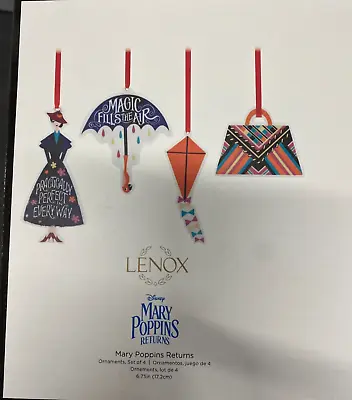 New Lenox Disney Mary Poppins Returns Ornaments 4-Piece Set RARE NEW SHIPS FAST • $34.99