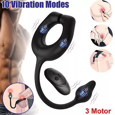 Penis Cock Ring Anal Vibrator Butt Plug Male Prostate Massager Sex Toys For Men • $15.04