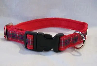 Fraser Scottish Red Tartan Dog Collar Or Set S M L Handmade Scotland • £7.49