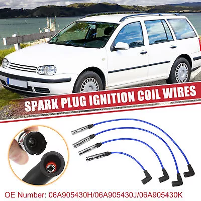 4 Pcs Spark Plug Wire Ignition Coil Cable No.06A905430K For VW Beetle Golf 2.0L • $24.69