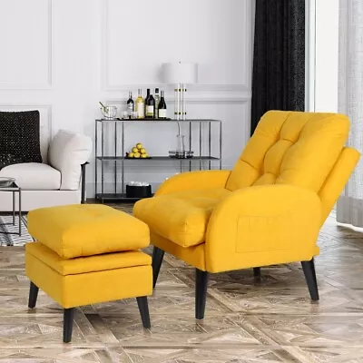 Accent Chair With Ottoman Adjustable Backrest Recliner Sofa And Storage Stool  • $266.79