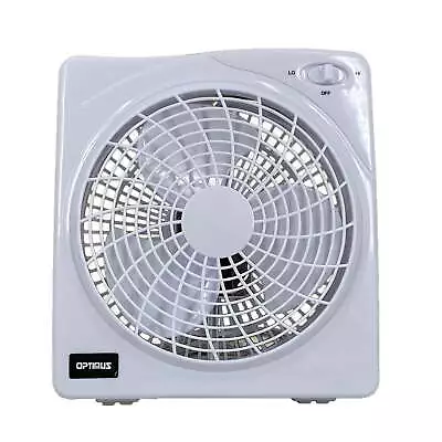 Optimus 10  Electric Box Fan- White 9  Dual Power Portable Fan • $15