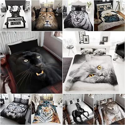 3D Animals Printed Duvet Covers Quilt Set Luxury Bedding Sets With Pillowcases • £16.49