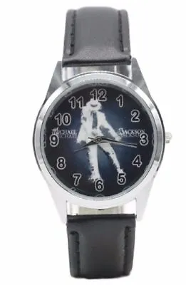 Michael Pop Star Black Genuine Leather Band Wrist Watch • $14.99