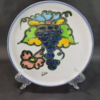 Himark Pottery Plate Made In Portugal Hand Painted Grapes Flower Signed Celina • $19.97