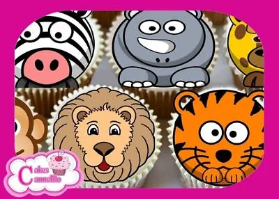 Jungle Animals  Edible Cupcake Toppers Cake Decorations 9160 • £2.99