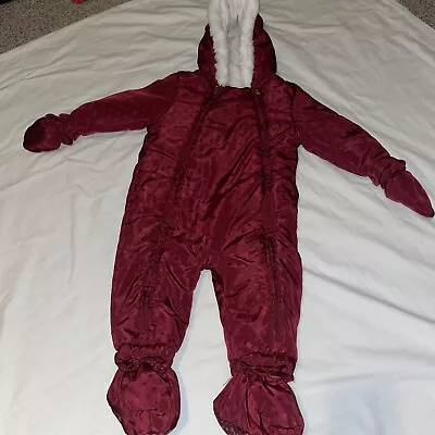 TU Baby 6-9 Months Girls Pramsuit Burgundy/deep Red Colour. • £3.49