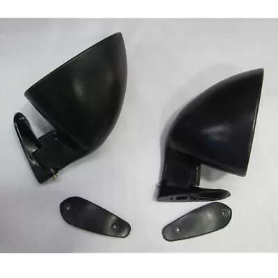 $64.70 • Buy 2x Vintage Oldtimer Classic Car Door Side Mirrors Black ABS Universal W/ Fitting