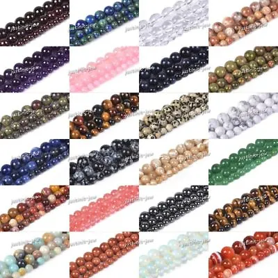 Round Gemstome Stone Loose Beads DIY Jewelry Making Beads Strand 6mm 8mm 10mm • $3.93