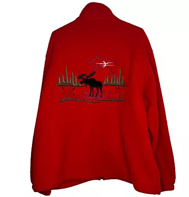 Northern Sun Jacket Full Zip Fleece Long Sleeve Red Moose Canada Embroidered • $25