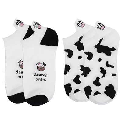  Girl Boat Socks Striped Cow Ankle Print Leg Warmers Child Women's • £5.38