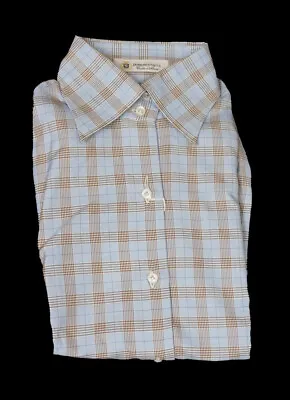 $79.99 • Buy Domenico Vacca Blue Check Long Sleeve Button Down Cotton Shirt Top Size 44 NWTS