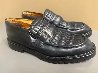 Vintage Mezlan Black Quilted Leather Loafer Mens Size 8.5 M Made In Spain • $74.99