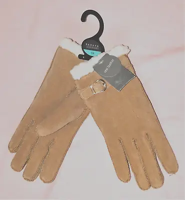 A Pair Of Ladies’ Tan Suede Leather Gloves From Matalan: Size S/m – New With Tag • £7.99