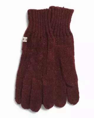 Women's Ladies Cable Knit Gloves One Size Garnet Red LAUNDRY BY SHELLI SEGAL New • $5.95